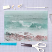 Küstenstrand Wellen Aquamarine weiße Wasserwaagen Seidenpapier (Handwerk)