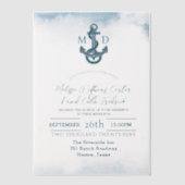 Küstenstrandanchor - Schönheitshochzeit Pergament Einladungen (Vorderseite)