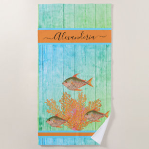 Küstenstrände Tropischer Fisch Aquamarin Blue Cora Strandtuch