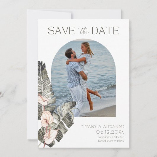 Küstenstrandhochzeit am Foto Save The Date (Vorderseite)