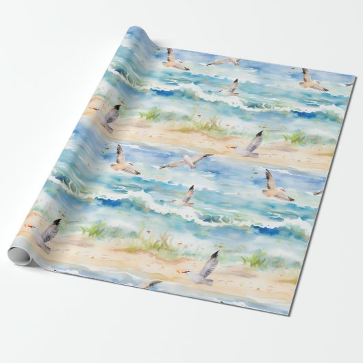 Küstenstrandläufer Uferlinienmuster (2) Geschenkpapier (Ungerollt)
