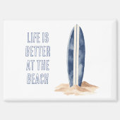 Küstenstrandsand Blau Weiße Surfbretter Magnet (Vorderseite)