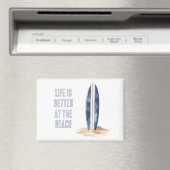 Küstenstrandsand Blau Weiße Surfbretter Magnet (In Situ (Geschirrspüler))