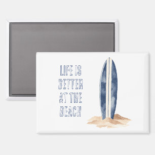 Küstenstrandsand Blau Weiße Surfbretter Magnet