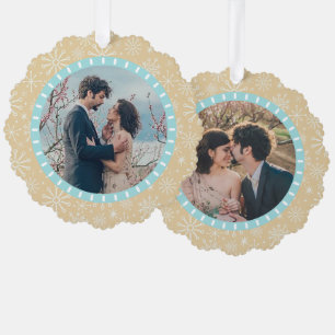 Küstenstrandschneeflocken Nautical 2 Custom Fotos Ornament Karte