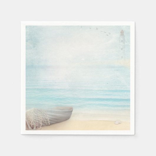 Küstenstrasse mit einem Fischerboot Serviette (Vorderseite)