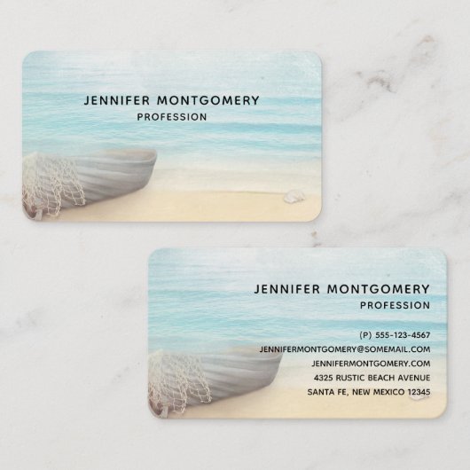 Küstenstrasse mit einem Fischerboot Visitenkarte (Vorne/Hinten)