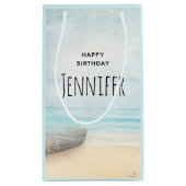 Küstenstrasse mit einem Fischerboot zum Geburtstag Kleine Geschenktüte (Rückseite)