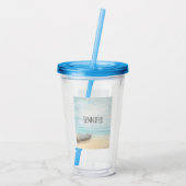 Küstenstrasse mit Holzrowboat Acryltrinkbecher (Rückseite)