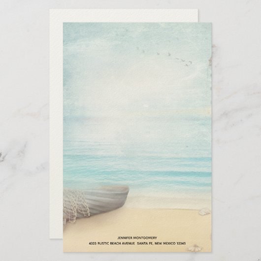 Küstenstrasse mit Holzrowboat Briefpapier (Vorne/Hinten)