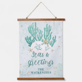 Küstenstrasse SEAS & GREETINGS Türkisfarbener Glit Wandteppich Mit Holzrahmen (Vorderseite)