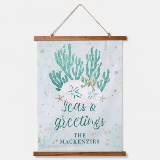 Küstenstrasse SEAS & GREETINGS Türkisfarbener Glit Wandteppich Mit Holzrahmen (Vorderseite)
