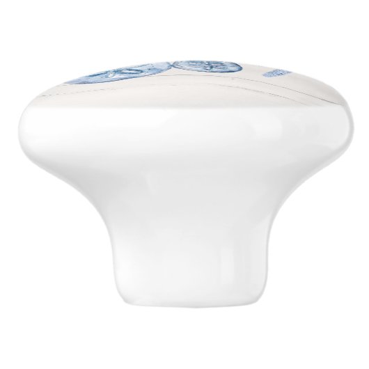 Küstenstrasse Starfish Muscheln Blauer weißer Wald Keramikknauf (Seitenansicht)