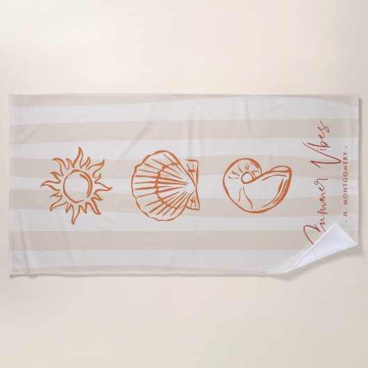 Küstenstreifen | Dolce Vita Summer Vibes Monogram Strandtuch (Vorderseite)