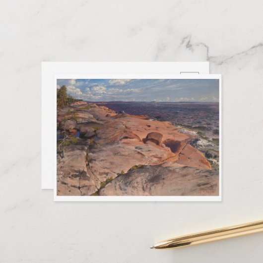 Küstenstreifen in Villinki, Helmi Biese Postkarte (Vorderseite/Rückseite Beispiel)