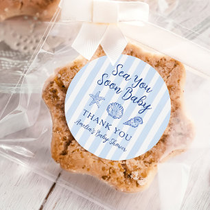 Küstenstreifen Mädchen Meer Bald Du Baby Shower Runder Aufkleber