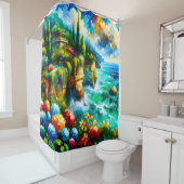 "Küstenstreifen mit lebhaften Blume" Duschvorhang (Beispiel)