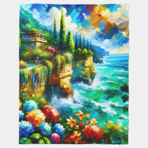 "Küstenstreifen mit lebhaften Blume" Fleecedecke