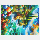 "Küstenstreifen mit lebhaften Blume" Fleecedecke (Vorderseite (Horizontal))