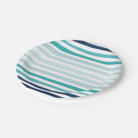 Küstenstreifen-Party-Teller Pappteller (Schrägansicht)