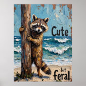 Küstenstreifen: Raccoon am Meer Poster (Vorne)