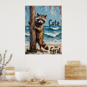 Küstenstreifen: Raccoon am Meer Poster (Küche)