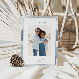 Küstenstreifen | Weihnachts-Foto Silber Folien Feiertagskarte