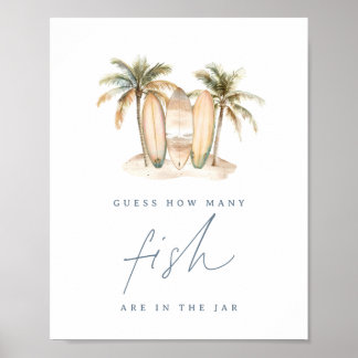 Küstensurf-Baby-Party Fisch-Ratespiel-Schild Poster