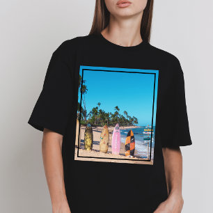Küstensurfbrett-Strandszene T-Shirt