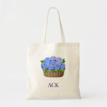 Küstentasche mit Monogramm 'Nantucket Hydrangea'