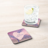 Küstenthema Pastel Valentine Pink Sunset Beach Getränkeuntersetzer (Rechte Seite)