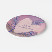 Küstenthema Pastel Valentine Pink Sunset Beach Pappteller (Schrägansicht)