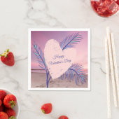 Küstenthema Pastel Valentine Pink Sunset Beach Serviette (Beispiel)