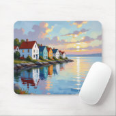 Küstenthema | Strandhäuser an der Bucht Mousepad (Mit Mouse)