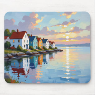 Küstenthema   Strandhäuser an der Bucht   Mousepad