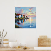 Küstenthema | Strandhäuser an der Bucht   Poster (Küche)