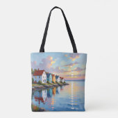 Küstenthema | Strandhäuser an der Bucht Tasche (Rückseite)