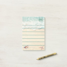 Küstentheme-Monogramm-Liniert Post-it Klebezettel