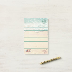 Küstentheme-Monogramm-Liniert Post-it Klebezettel