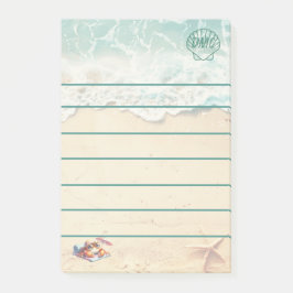 Küstentheme-Monogramm-Liniert Post-it Klebezettel