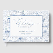 Küstentoile Leuchtturm Blaue Hochzeit Gästebuch (Vorderseite)