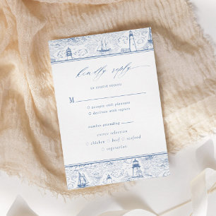 Küstentoile-Leuchtturm Blaue Hochzeit RSVP Karte