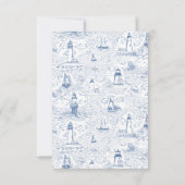 Küstentoile-Leuchtturm Blaue Hochzeit RSVP Karte (Rückseite)
