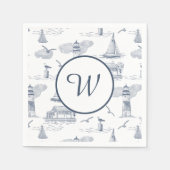 Küstentoiletten-Monogramm | Vornehm-Nautisch  Serviette (Vorderseite)