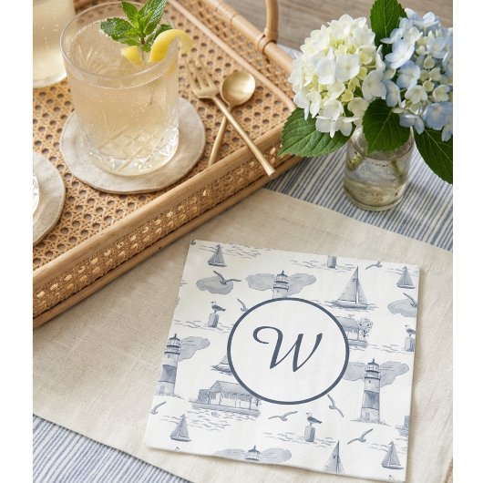 Küstentoiletten-Monogramm | Vornehm-Nautisch  Serviette