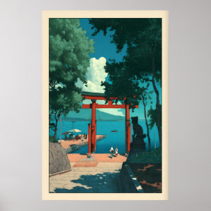 Küstentorii-Tor Print im Stil von Hasui Kawase, Bl Poster
