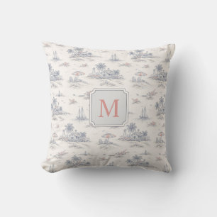 Küstentrope Toile de Jouy Monogramm Name Kissen