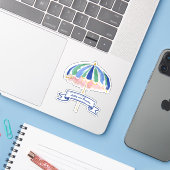 Küstentropicaler Strandsonnenschirm personalisiert Aufkleber (Laptop mit iPhone)