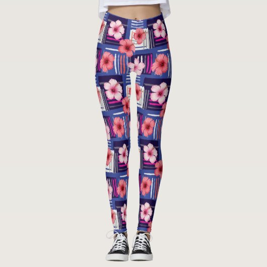 Küstentropisches Hibiskus-Muster (12) Leggings (Vorderseite)