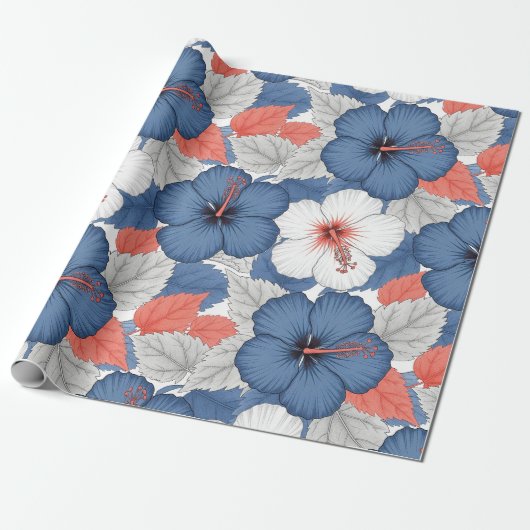 Küstentropisches Hibiskus-Muster (1) Geschenkpapier (Ungerollt)